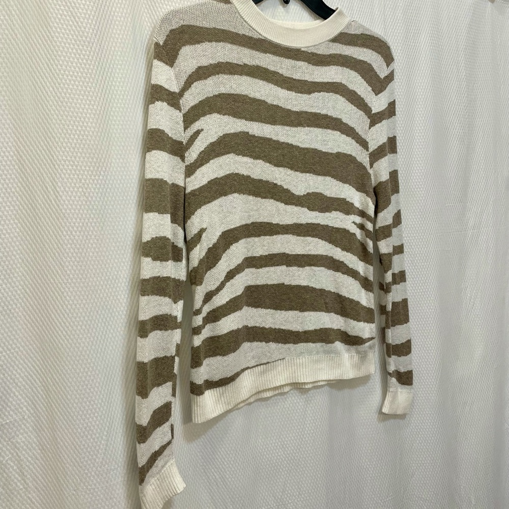 A New Day Animal Print Striped Crewneck Pullover Cotton Sweater Size XS - Picture 3 of 12